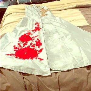 Nice long gown with same colour pants-